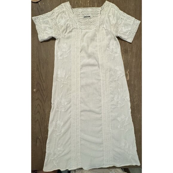 Zara Women white Embroidered Lace India Small Maxi Dress Boho Cottage Romance - Picture 1 of 14